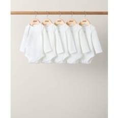 Mamas & Papas Organic Longsleeved Bodysuits 5 Pack White WHITE Tiny Baby