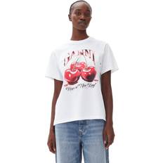 Ganni T-shirts Ganni Basic Jersey Cherry Relaxed T-shirt - Bright White