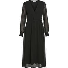 Vila Long Sleeved Midi Dress - Black