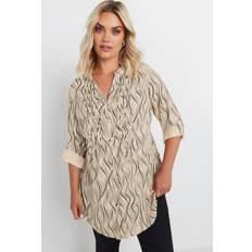 Yours – Bluse In Beige Mit Punktemuster Und Biesen, Große Größen Für Damen, Braun