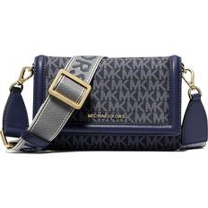 Michael Kors Blue Bags Michael Kors Jet Set Small Logo Print Woven Smartphone Crossbody Bag - Admrl/Plblue