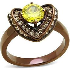 Brown Rings Precious Stone Sold by: UnbeatableSale Local, Women IP Coffee Light Stainless Steel Ring with AAA Grade CZ in Topaz