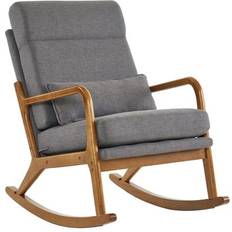 Wood Rocking Chairs Winado Modern Dark Linen Rocking Chair