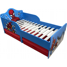 Röda Barnsängar Barnrum Disney Spider-Man Juniorsäng med Tyglådor 75x143cm