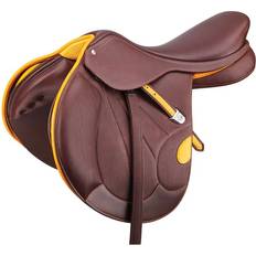 Horse Saddles Bates Victrix Saddle Havana Brown/Yellow 16.5"/42 cm