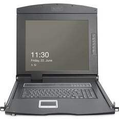 Digitus 19" HD LCD KVM Konsole, 16-Port Cat 5, US Tastatur, KVM Switch, Schwarz