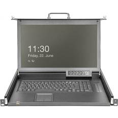 KVM-Switches Digitus 17" HD-LCD-KVM-Konsole, 16 HDMI-Anschlüsse, US-Tastatur, KVM Switch, Schwarz