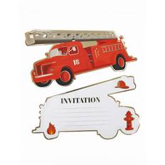 Rouge Cartes & Invitations Vegaoo 8 Invitations Pompiers