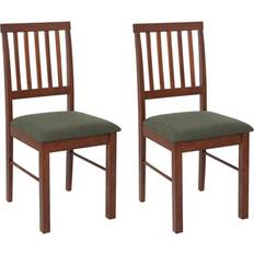 Stühle Beliani Set Of 2 Wood Dark Green Orono Kitchen Chair