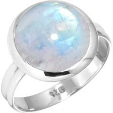 Moonstone Rings Jeweloporium Sold by: Natural Rainbow Moonstone Women 925 Sterling Silver Ring