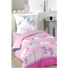 Douceur D Interieur Parure De Couette Licorne Rose 140x200 55.1x78.7"