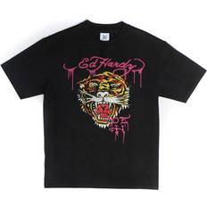 Ed Hardy Retro Tiger Rhinestone Tee - Faded Black