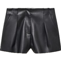 Droit - Femme Shorts Mango Laos Skin Effect Pleated Shorts - Black