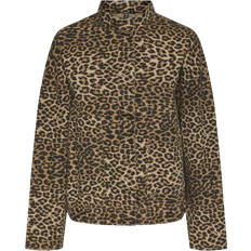 Pieces Ginger Leopard Denim Jacket - Black