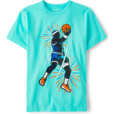 Turquoise Tops Children's Clothing The Children's Place Boys Basketball Graphic T-Shirt Teal We Meet Cotton/Polyester