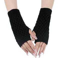 Faux Fur Gloves Billbianc Sold by: Faux Fur Wrist Cuffs- Fingerless Arm Warmers for Women Winter Stretchy Gloves Acrylic Gloves Long Gloves Black