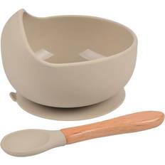 Tre Tallerkener & skåler Silicone Bowl with Spoon Milk Tea