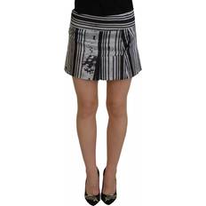 DSquared2 Women Skirts DSquared2 Gray Black Stripes Mid Waist A-line Mini Skirt IT38