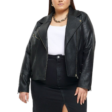 Leather Imitation - Women Clothing River Island Biker Jacket Plus Size - Black