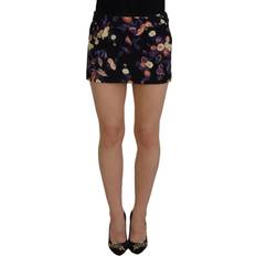 DSquared2 Women Skirts DSquared2 Black Floral Embroidery Mid Waist A-line Mini Skirt IT38