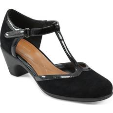 Easy Spirit Cara T-Strap Heels Black Suede