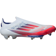 Slip-On - Unisex Soccer Shoes Adidas F50+ Firm Ground - Cloud White/Solar Red/Lucid Blue