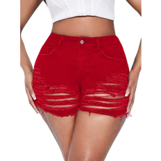 Shein Sxy Plus Size Distressed Slim Fit Denim Shorts