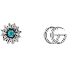 Topaz Earrings Gucci Double G Flower Stud Earrings - Silver/Topaz