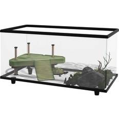 Pawhut Pets Pawhut 50L Glass Turtle Tank Aquarium with Basking Platform Strip Patch Thermometer 60x30x32cm