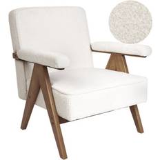 Plastic/Wood - White Armchairs Beliani Retro Room White Evje Armchair