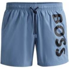 HUGO BOSS Men Swimming Trunks HUGO BOSS Fully lined swim shorts with logo print- Light Blue Men's Swim Shorts