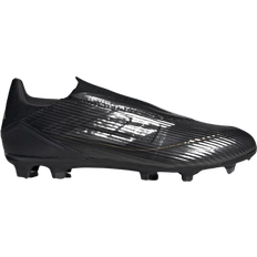 Men - Slip-On Football Shoes Adidas F50 League Laceless Firm MG - Core Black/Iron Metallic/Gold Metallic