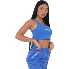 Débardeurs Sixth June T-shirt crop top femme Basic Printed Logo - Bleu