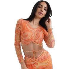 Débardeurs Sixth June T-shirt crop top femme - Orange