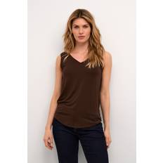 Viscosa Camisetas de tirantes CULTURE Camiseta de tirantes de mujer con cuello de pico Poppy - Marron