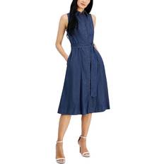 Anne Klein Women's Sleeveless Denim Midi Shirtdress - Indigo