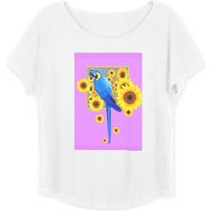 Boyfriend T-shirts Vida Boatneck Boyfriend Tee Parrot Lilac Floral Original Artist Printed Pattern