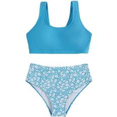 Cheap Bikinis Children's Clothing Uuszgmr Sold by: Yuanyang Store, ZHUASHUM Toddler Girl Piece Swimsuit Sport Floral Prints High Waist Bikini Set Swimwear Beach Bathing Suit Blue Size:9-11 Years