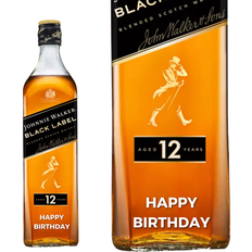 Johnnie Walker Black Label 12 YO Blended Scotch Whisky 40% wine Happy Birthday Engraved 70cl