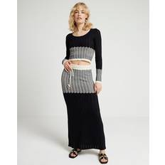 Fabric Skirts River Island Womens Black Chevron Knit Maxi Skirt