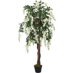 Blanc Plantes Artificielles vidaXL Glycine 840 Feuilles 150 cm Vert et Blanc Plante Artificielle