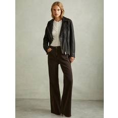 Reiss Dame Jakker Reiss Beau Relaxed Leather Biker Jacket - Black