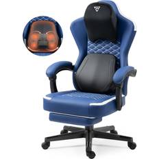 Vigosit Gaming Chair with Heated Massage Lumbar Support, Ergonomic Gaming Computer Chair with Pocket Spring Cushion and Footrest, Recliner High Back PC Chair for Adult, 330lbs, Blue