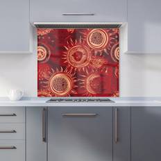 Red Splash Guards Warren Reed Abstract Red Moon Sun Kitchen Splash Guard