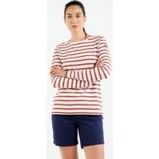 Tribord Women's Long-sleeved T-shirt Sailor's Top Sailing Burnt Orange Cotton White/copper Brown