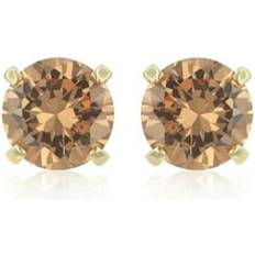 Beige Earrings Paris Jewelry Sold by: 14k Yellow Solid Gold Created Champagne Round Stud 4mm