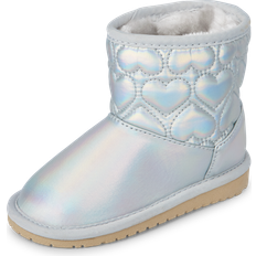 Silver Boots The Children's Place Toddler Girls Holographic Quilted Heart Chalet Boots 11T Silver 100% Faux