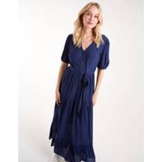 Clothing Blue Vanilla Button Through Tie Maxi Dress Navy