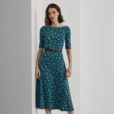 Ralph Lauren Clothing Ralph Lauren Women's Floral Stretch Cotton Midi Dress, Indigo Blu