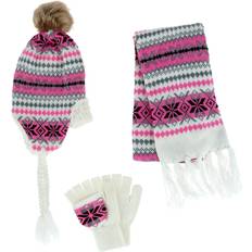 Clothing Connex Gear Women's Snowflake Print Hat Scarf and Glommit 3-Piece White one size